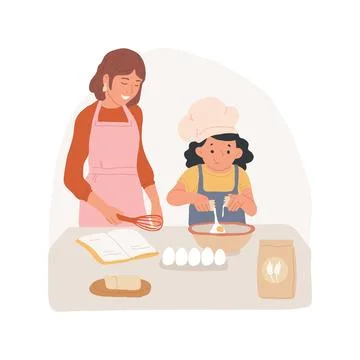 Breaking eggs isolated cartoon vector illustration. Ilustración de archivo