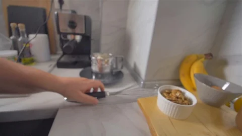 Breaking the eggs with a whisk. Making pancakes. Stock Footage 113057352