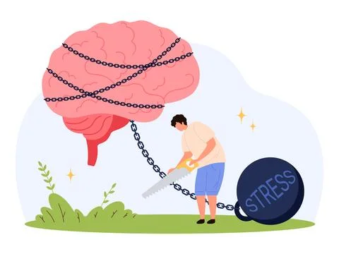 Breaking Free From Mental Stress Chains Concept 스톡 일러스트