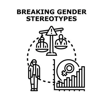 Breaking gender stereotypes and achieving equality concept Stock Illustration
