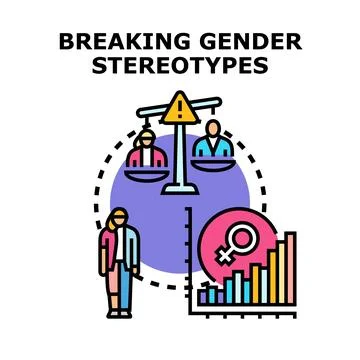 Breaking gender stereotypes and achieving equality concept Stock Illustration