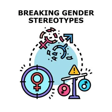 Breaking gender stereotypes and achieving equality concept Stock Illustration