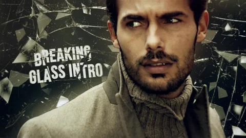 Breaking Glass Intro After Effects stock