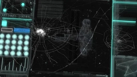 Breaking glass of spaceship HUD for sci-fi action concept 库存影片 302475714