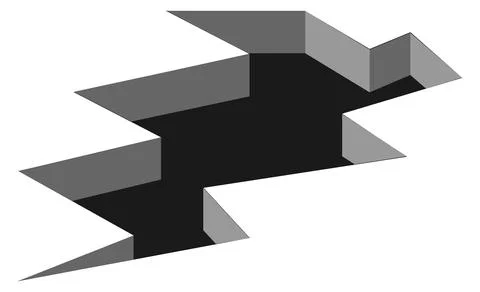 Breaking ground crack. Realistic surface wrecking fracture Ilustração Stock