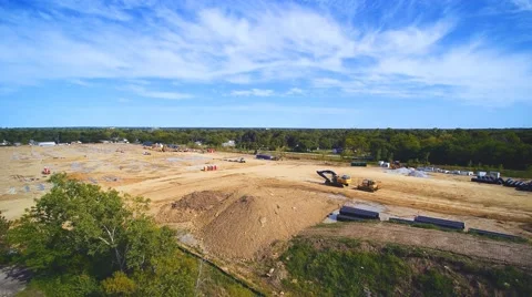 Breaking ground on a large commercial construction project Stock Footage