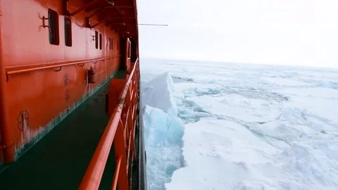 Breaking the ice on icebreaker Stock Footage 92938528