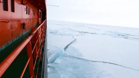 Breaking the ice on icebreaker Stock Footage 101020062