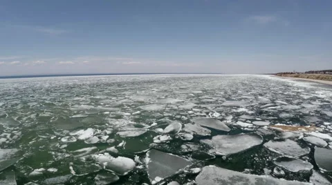 Breaking the Ice on a Large Lake Video stock 63621725