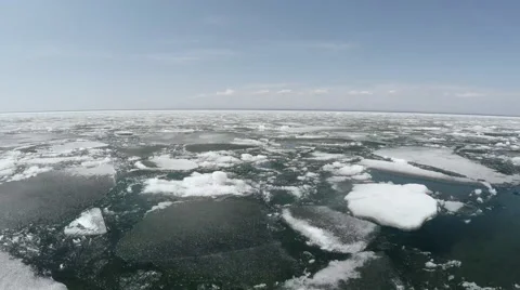 Breaking the Ice on a Large Lake Video stock 63621812