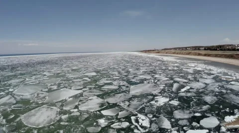 Breaking the Ice on a Large Lake Video stock 63621996