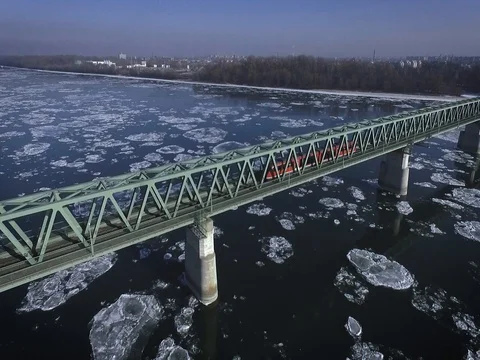 Breaking Of The Ice On The River Danube Stock Footage 71411554