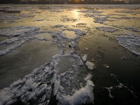 Breaking Of The Ice On The River Danube Stock Footage 71411814