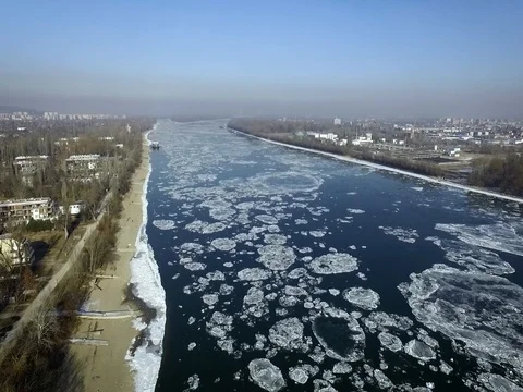 Breaking Of The Ice On The River Danube Stock Footage 71411815