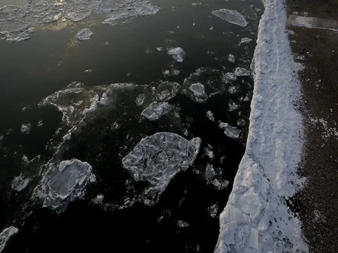 Breaking Of The Ice On The River Danube Stock Footage 71412942
