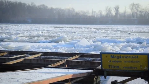 Breaking Of The Ice On The River Danube Stock Footage 71414706