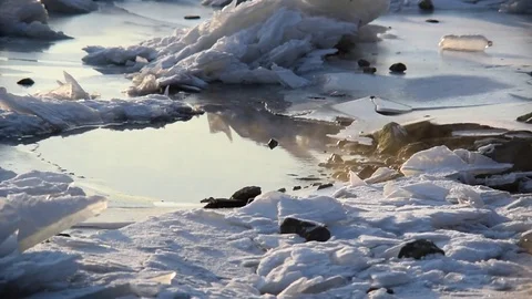 Breaking Of The Ice On The River Danube Stock Footage 71415003