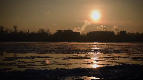 Breaking Of The Ice On The River Danube Stock Footage 71415660
