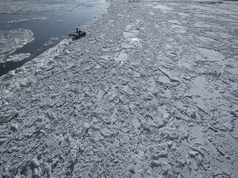 Breaking Of The Ice On The River Danube Stock Footage 71416030