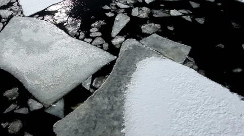 Breaking of the ice on the river Neva in St. Petersburg, Russia. Full HD Stock Footage 48953454