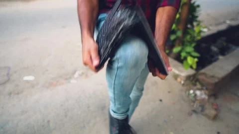 Breaking keyboard on thigh with bare hand Stock Footage 138784149