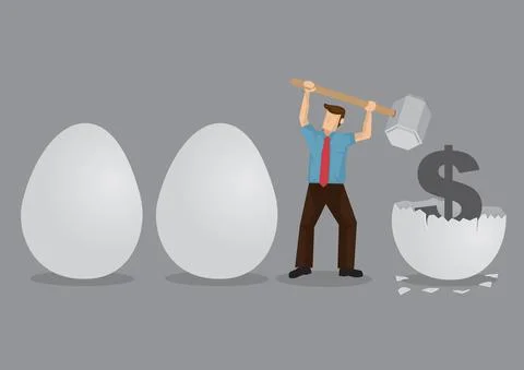 Breaking Nest Eggs Creative Cartoon Vector Illustration Stock Illustration