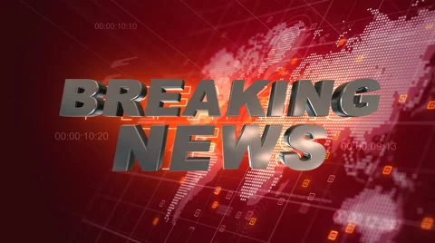 Breaking News 3D Motion Graphics World Map Red Background 4K Stock Footage 68492456