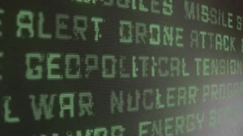 Breaking News Alert Background with Scrolling Military Conflict Headlines o.. Video stock 330190855