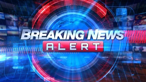 Breaking News Alert - Broadcast TV Animation Graphic Title (Americas) Stock Footage