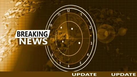 Breaking news and update banner with a world map clock graphic television s.. Stock Footage 336754974