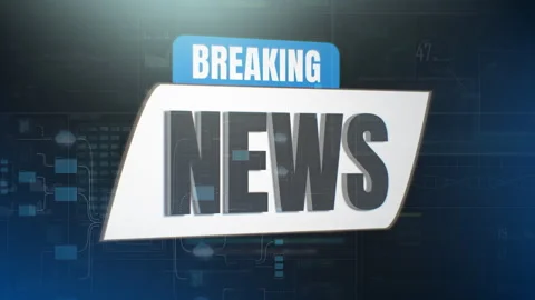 Breaking news banner with bold typography over a high-tech interface background, Vídeos de archivo 328698657