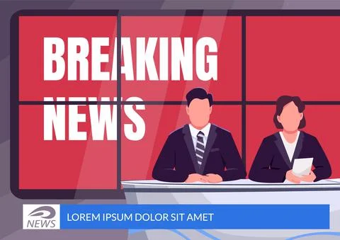 Breaking news banner flat vector template Illustrazione stock