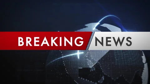 Breaking news banner in front of a digital globe network Stock Footage 139264361