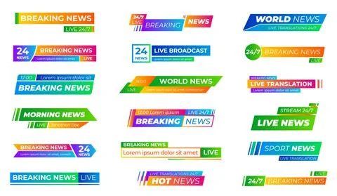 Breaking news bars. Text frames bar, banners or name strip for tv sports title Stockillustratie
