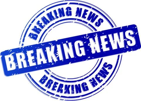 Breaking news blue stamp Stock Illustration