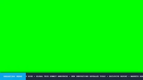 Breaking news bottom banner scroll ticker on green screen Video stock 343493689