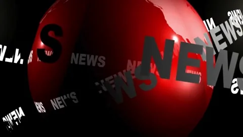 Breaking news broadcast background with rotating red earth globe Video stock 335953135
