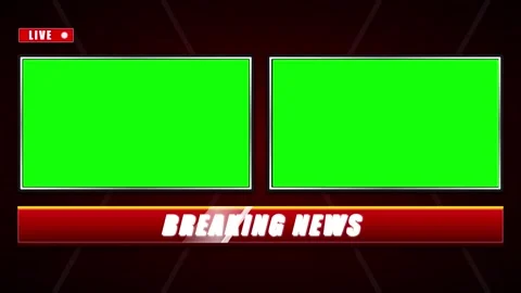 Breaking news broadcast template with dual green screen windows for live me.. Stock Footage 337555306
