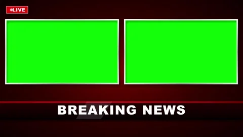 Breaking news broadcast template with dual green screen windows for media o.. Stock Footage 337555313