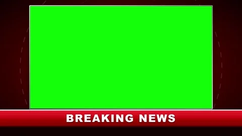Breaking news broadcast template with green screen overlay and red lower th.. Stock Footage 337555256