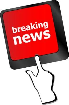 Breaking news button on computer keyboard pc key Illustrazione stock
