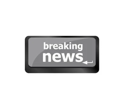 Breaking news button on computer keyboard pc key Illustrazione stock