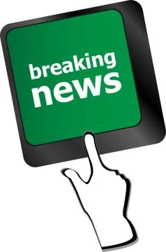 Breaking news button on computer keyboard pc key Illustrazione stock