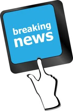 Breaking news button on computer keyboard pc key Illustrazione stock