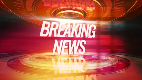 Breaking News with circles elements in news studio Stock Footage 240078069