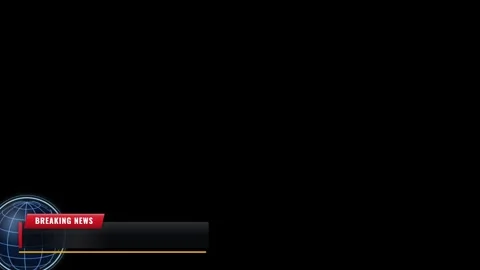 Breaking News Globe Banner Overlay on Black Background Stock Footage 344914172