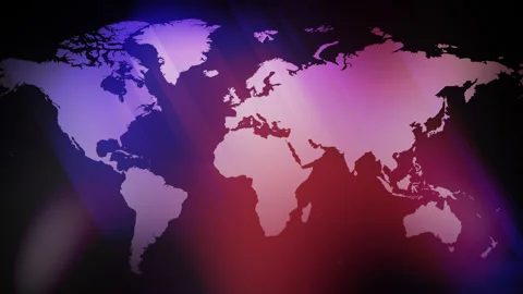 Breaking news headlines world map broadcast graphics keep updated on global 스톡 동영상 255359241