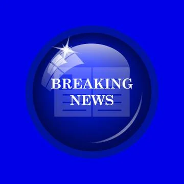 Breaking news icon. Internet button on blue background. . Stock Illustration