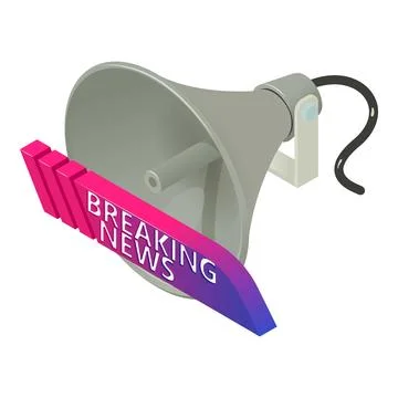 Breaking news icon isometric vector. Breaking news sign and outdoor loudspeaker Stock Illustration