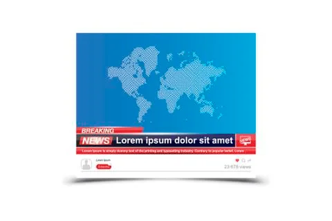 Breaking news with Interface video player for web TV. Flat vector illustratio Illustrazione stock